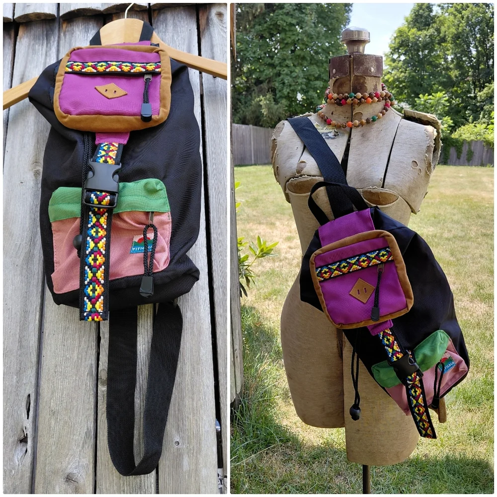 Titicaca sling back backpack colorblock tribal crossbody messenger festival bag